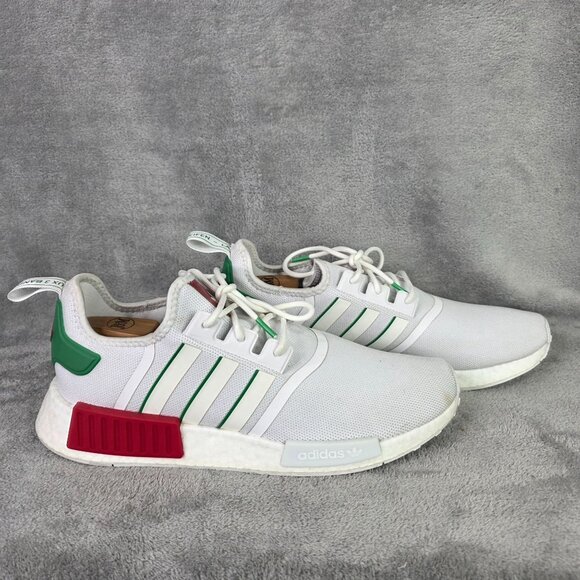 Mens Adidas NMD_R1 White Green Red Sneakers Comfortable Lightweight Size 11.5 - Picture 4 of 7
